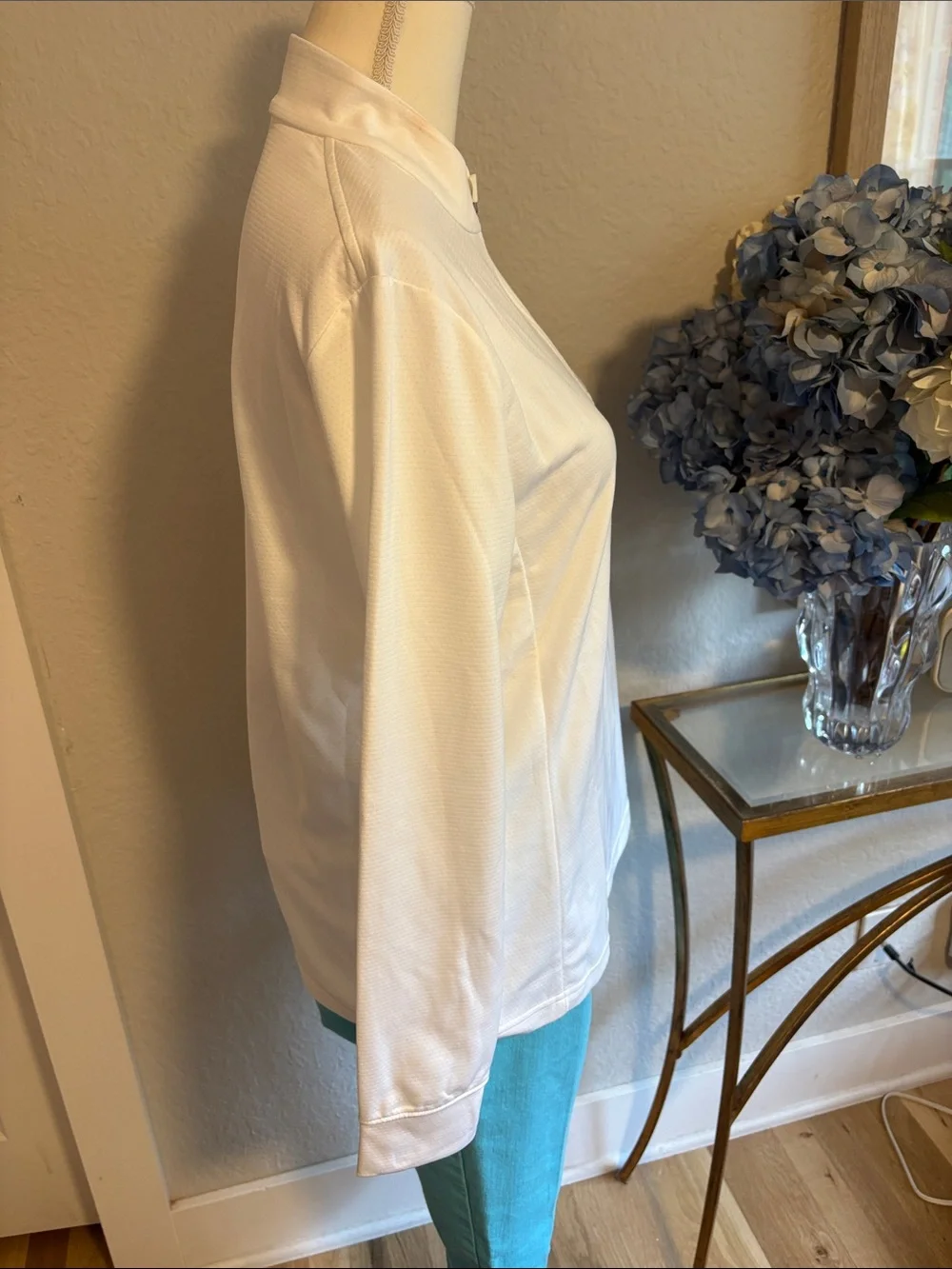 Nike White Long-Sleeve Zip-Neck Performance Top